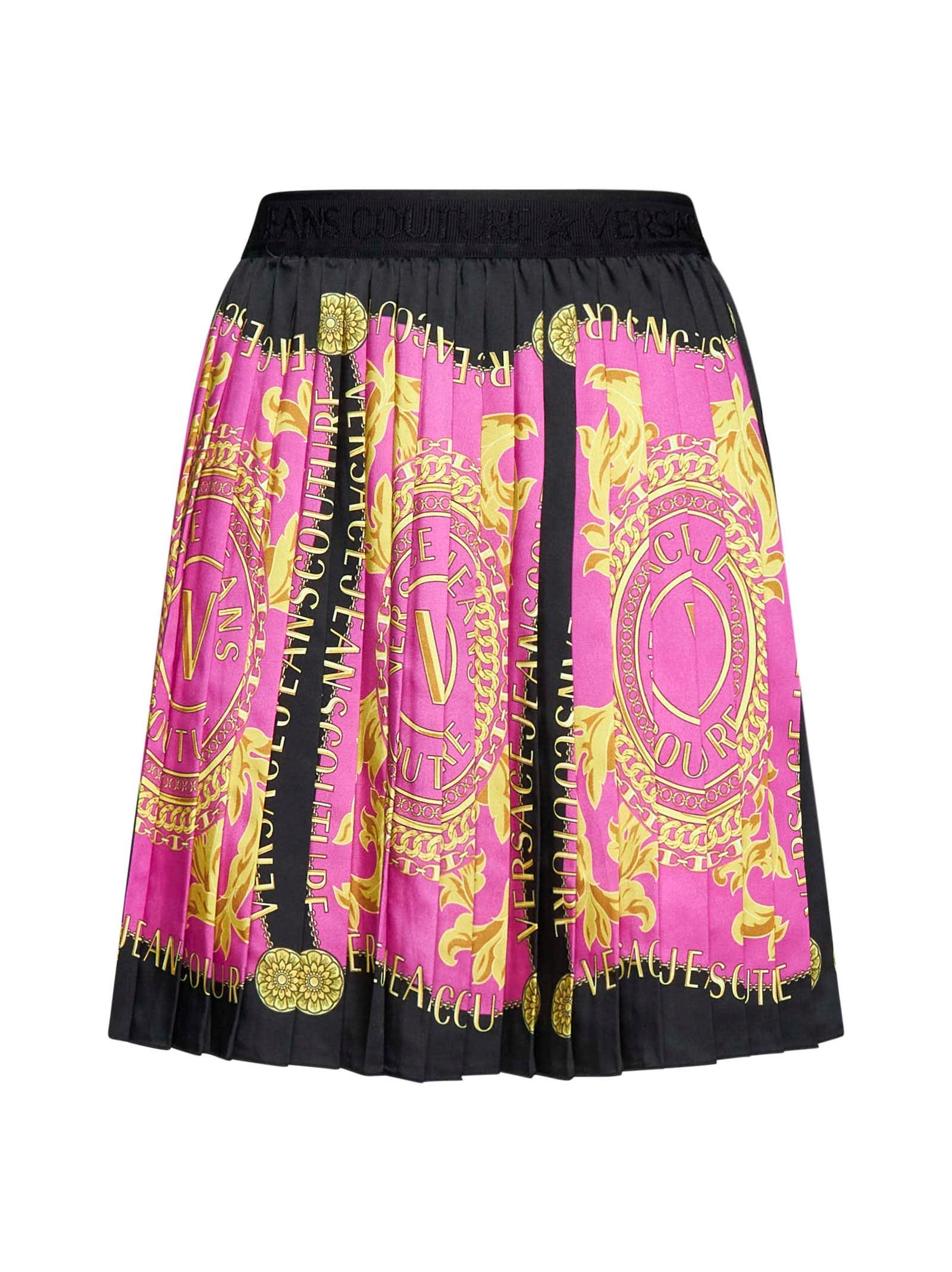 versace jeans couture logo couture pleated mini skirt