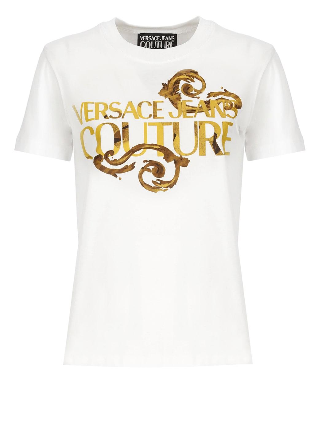 versace jeans couture logo-print cotton t-shirt