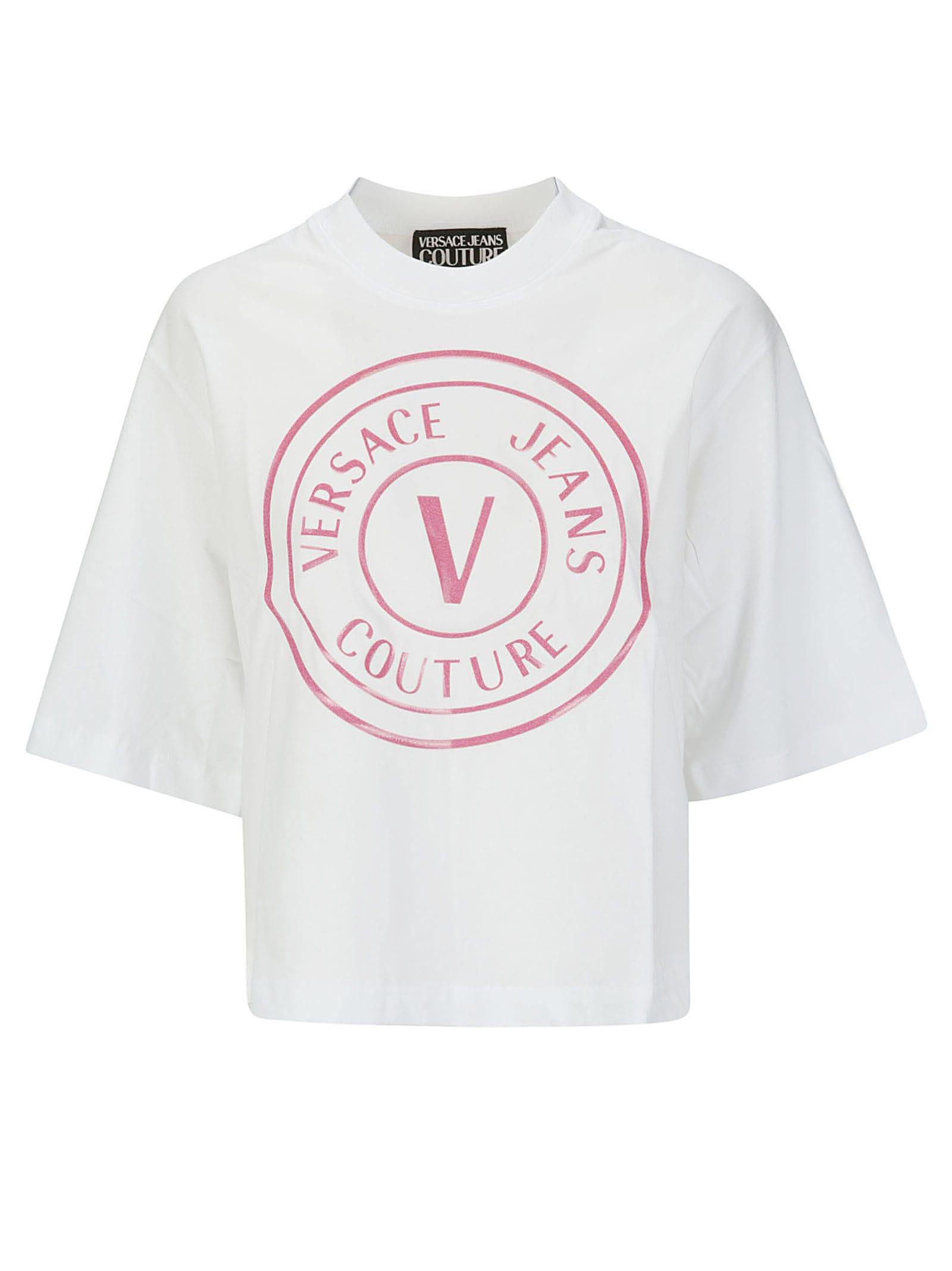 versace jeans couture logo-print cotton t-shirt