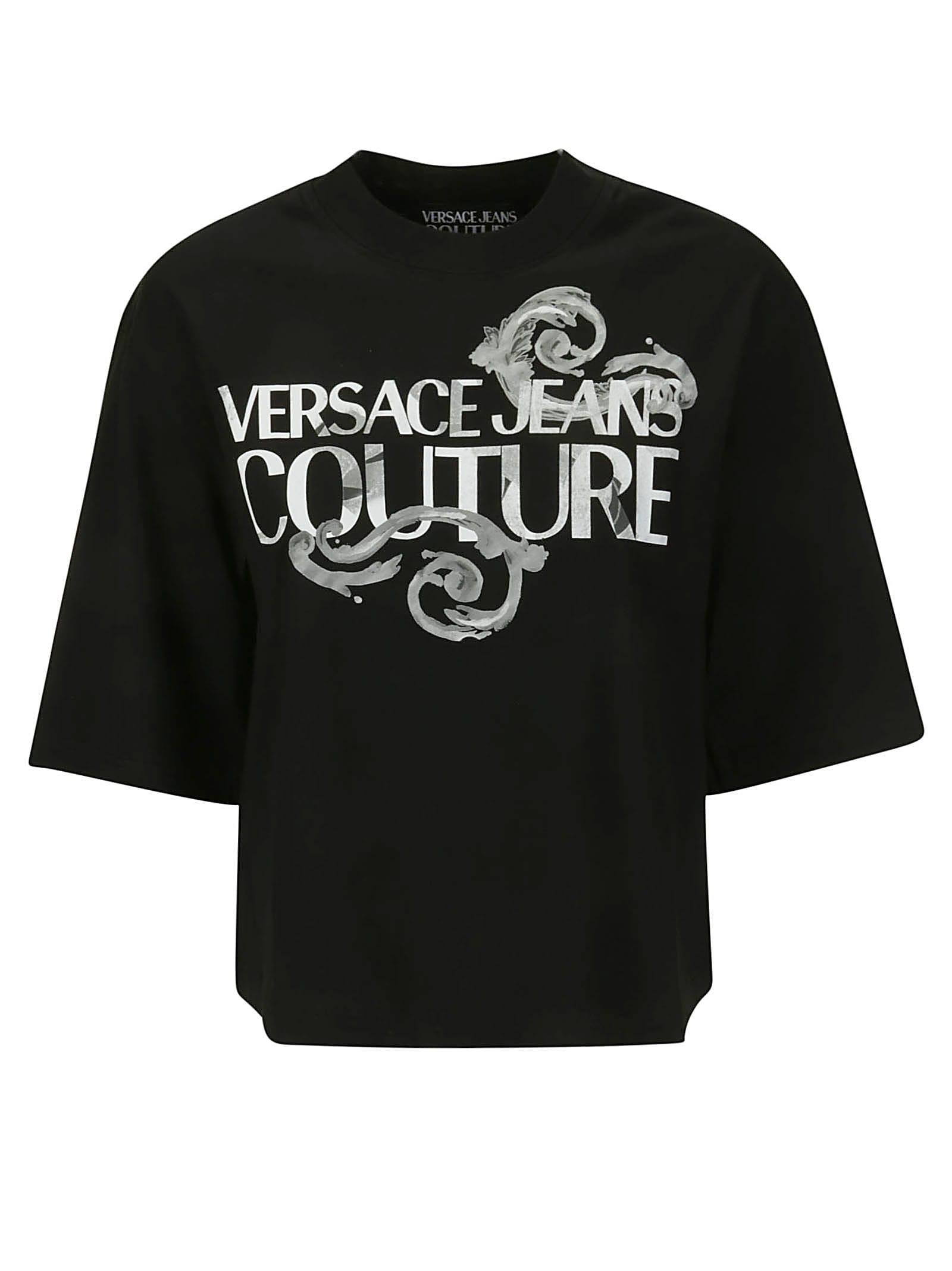 versace jeans couture logo printed crewneck t-shirt