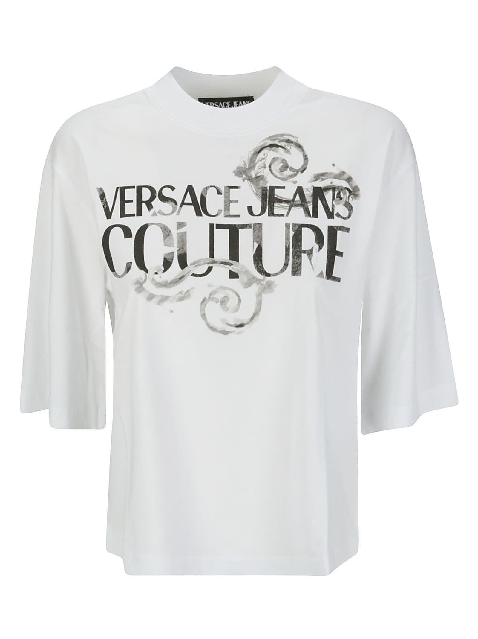versace jeans couture logo printed crewneck t-shirt