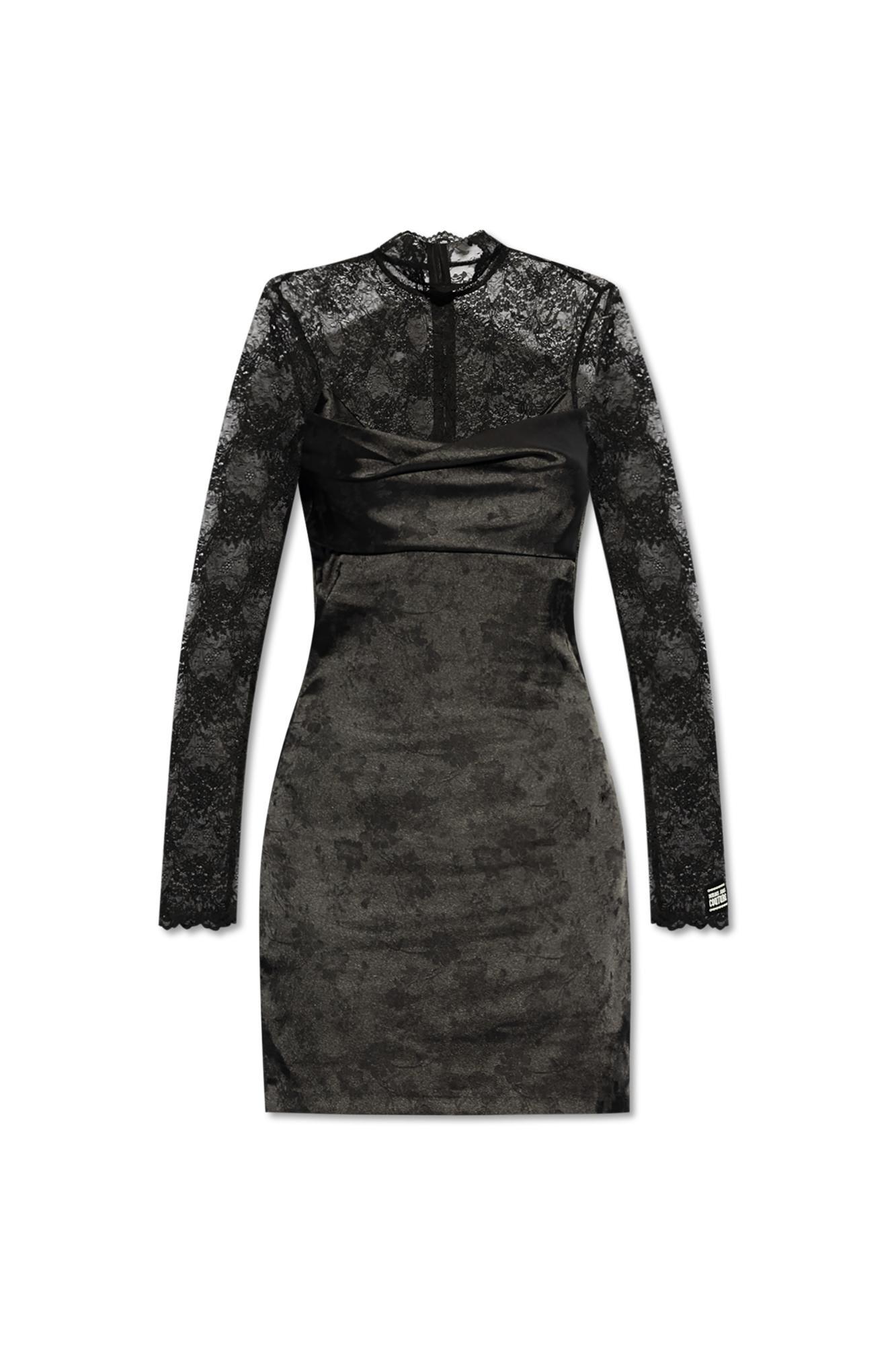 versace jeans couture mixed fabric dress