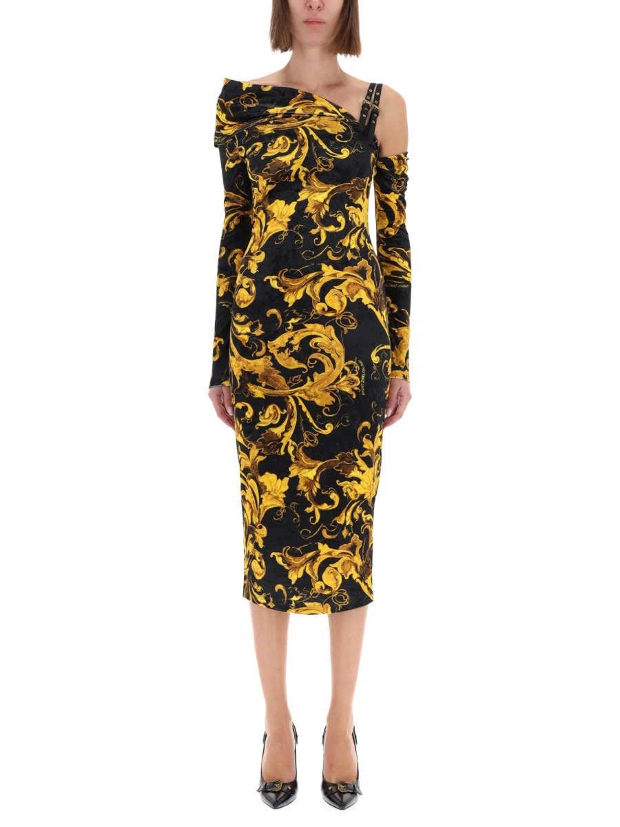 versace jeans couture porcelain baroque print dress