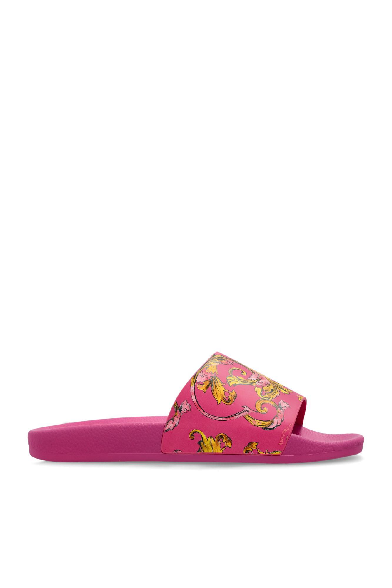 versace jeans couture rubber slides with print