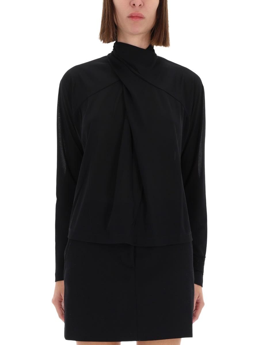 versace jeans couture shirt with draped collar