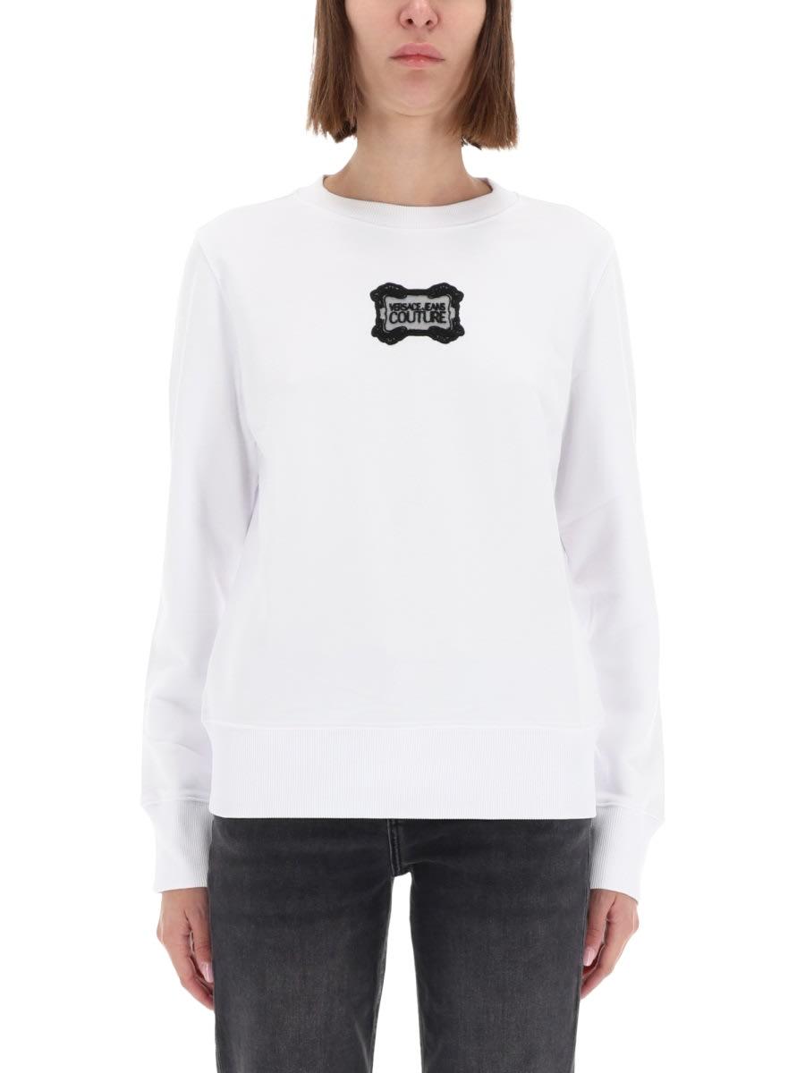 versace jeans couture sweatshirt with baroque logo patch