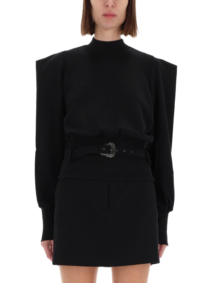 versace jeans couture sweatshirt with draped shoulders