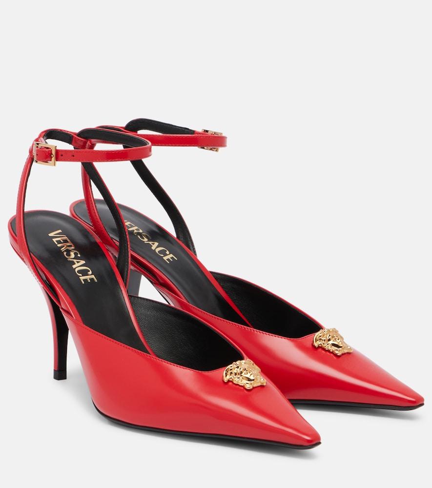 versace la medusa 85 leather slingback pumps
