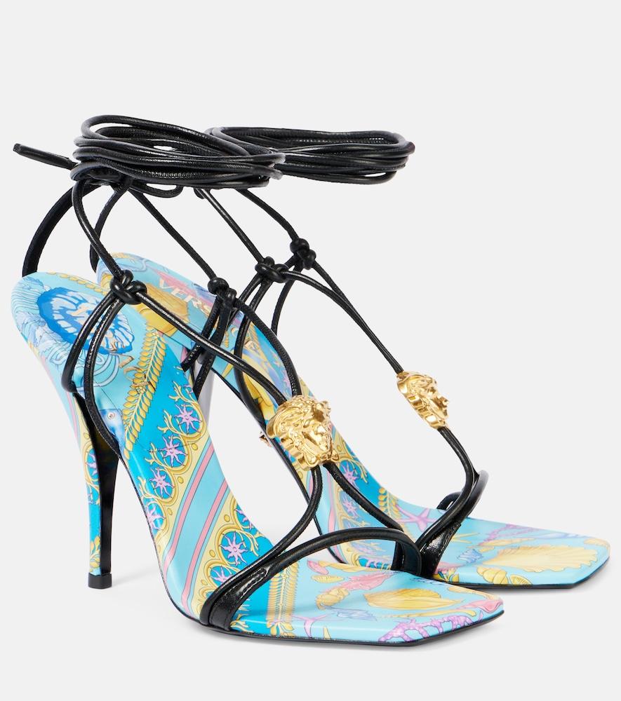versace la medusa printed leather sandals