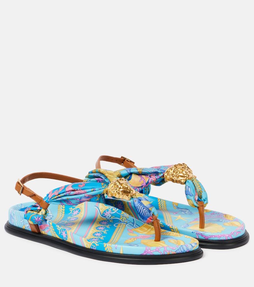 versace la medusa printed thong sandals