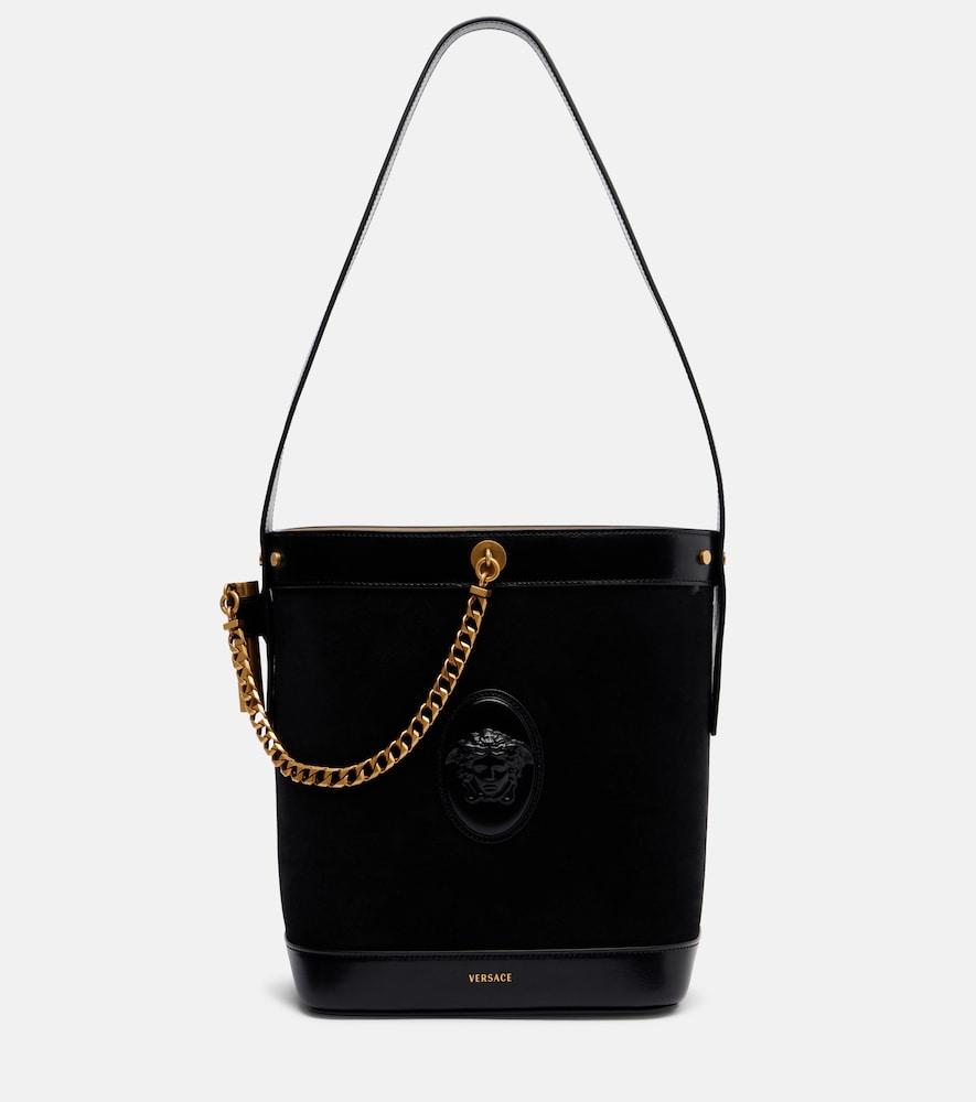 versace la medusa suede shoulder bag