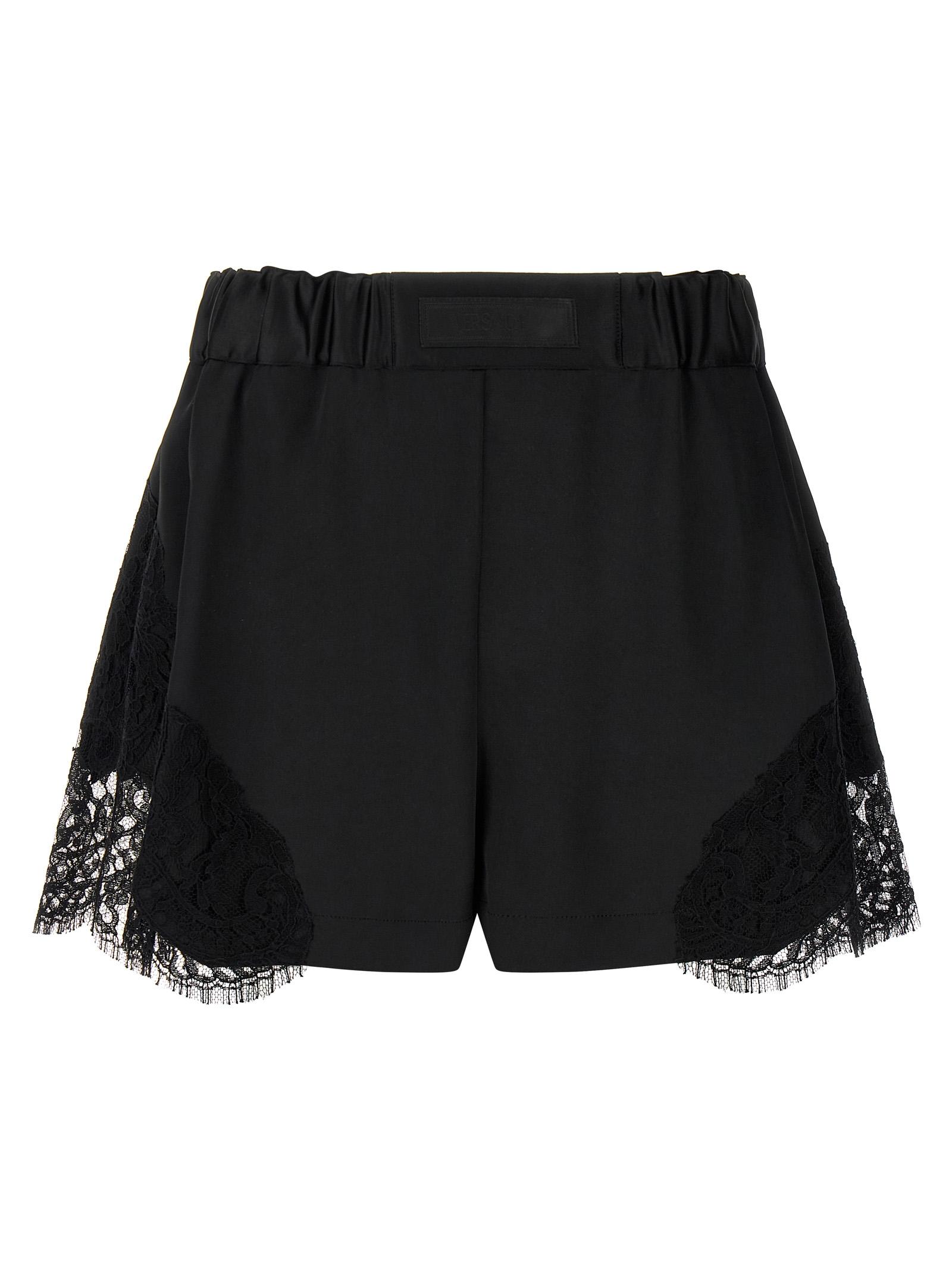 versace lace insert shorts black nylon bermuda - women