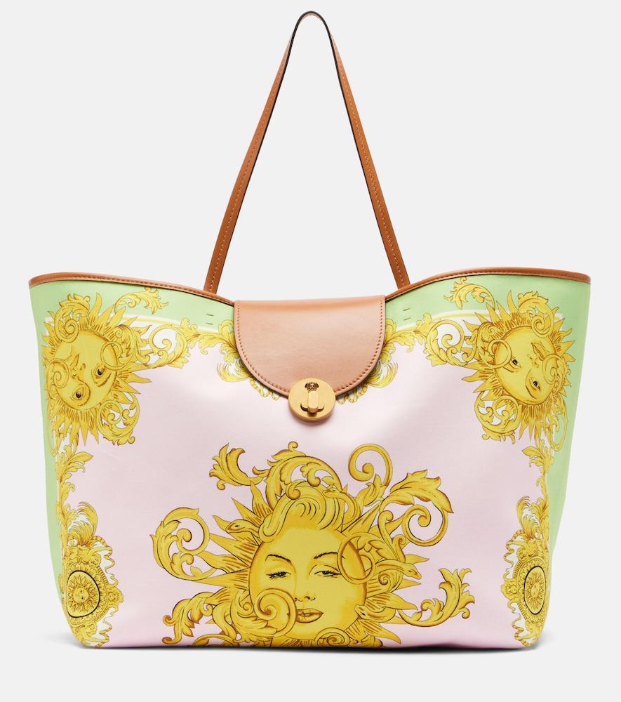versace large printed canvas tote bag