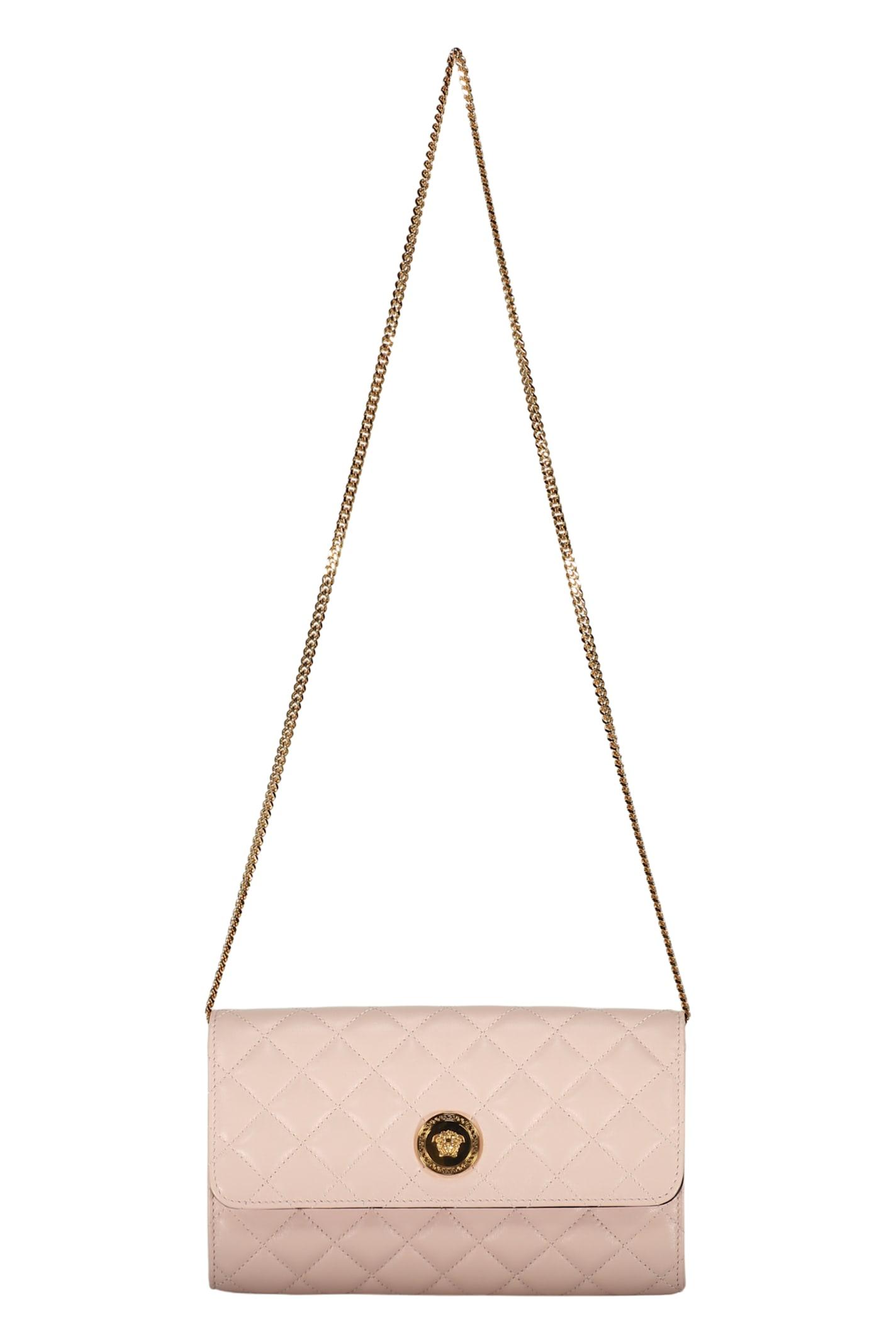 versace leather clutch with logo