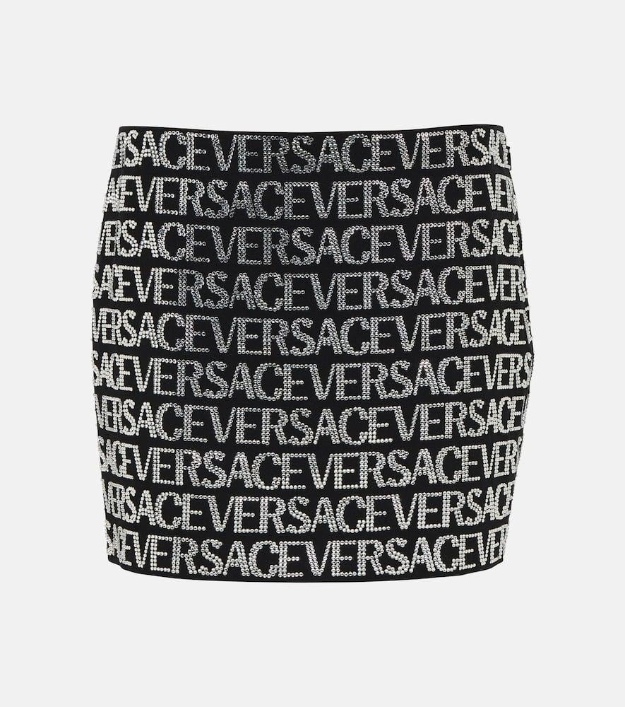 versace logo embellished miniskirt