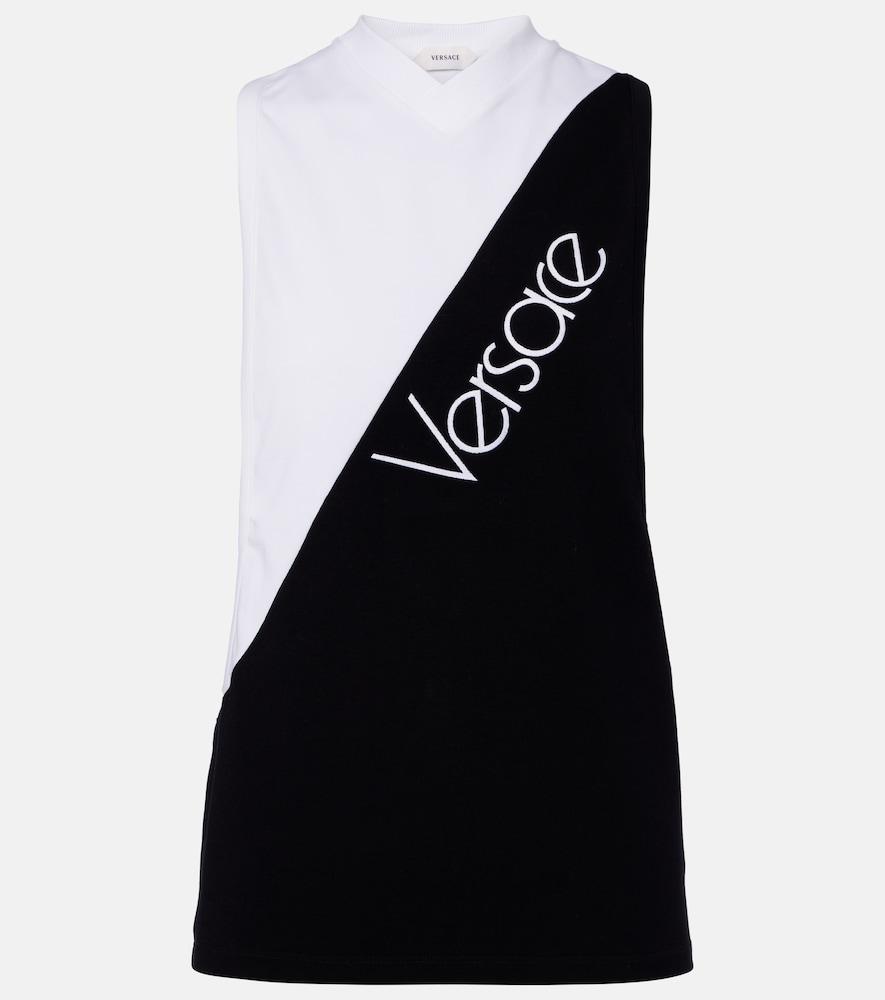 versace logo embroidered cotton