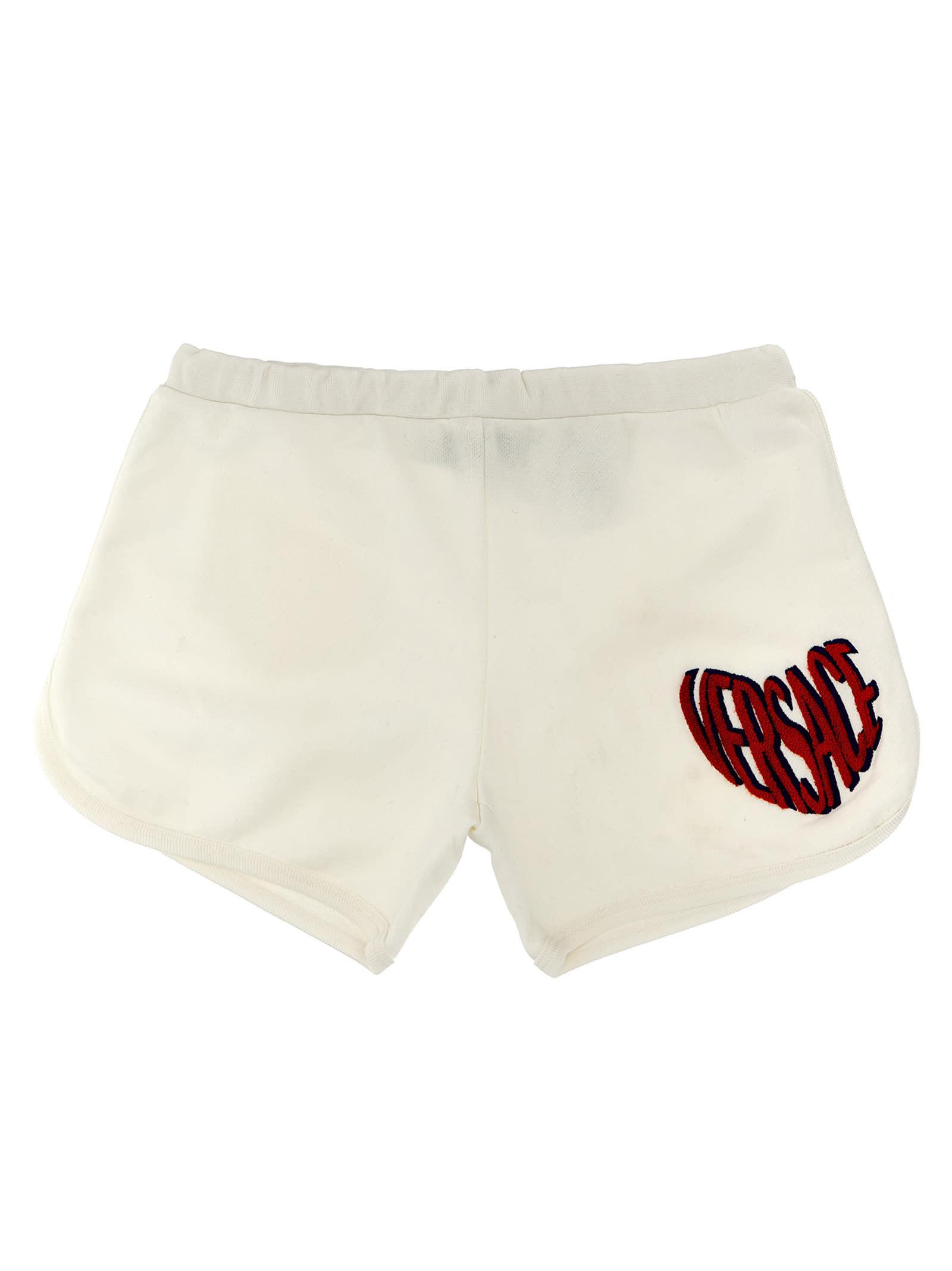 versace logo embroidery shorts