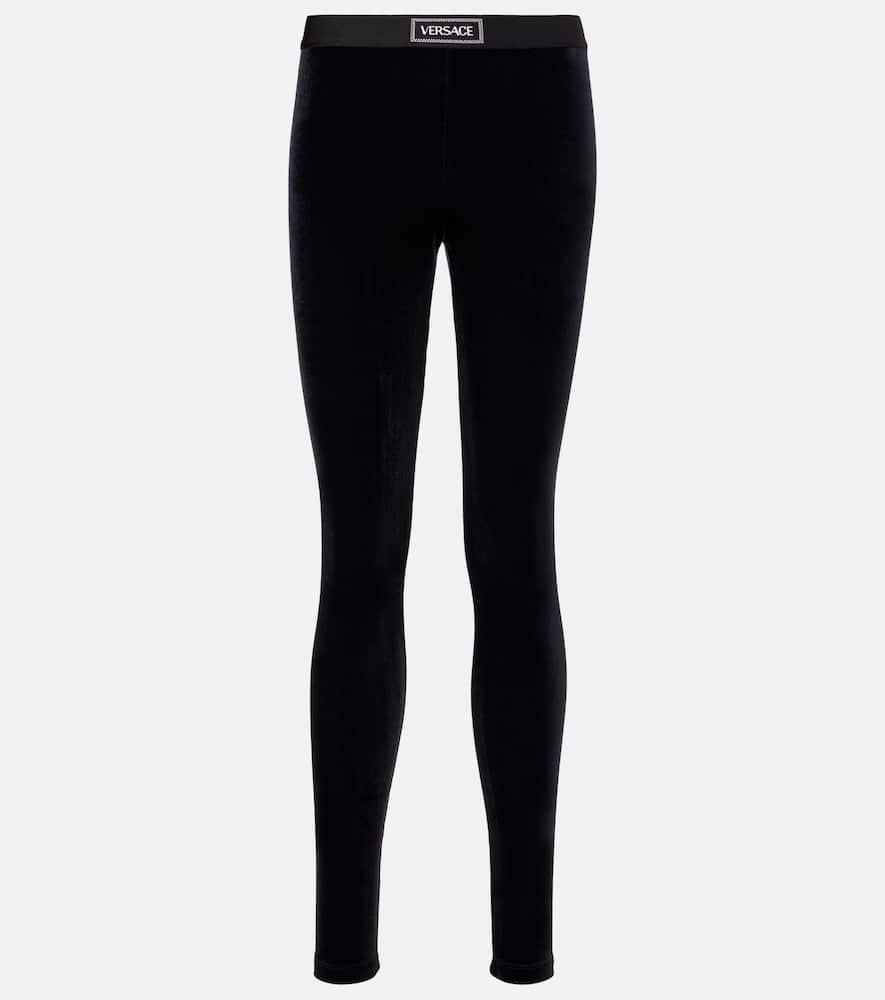 versace logo jersey leggings