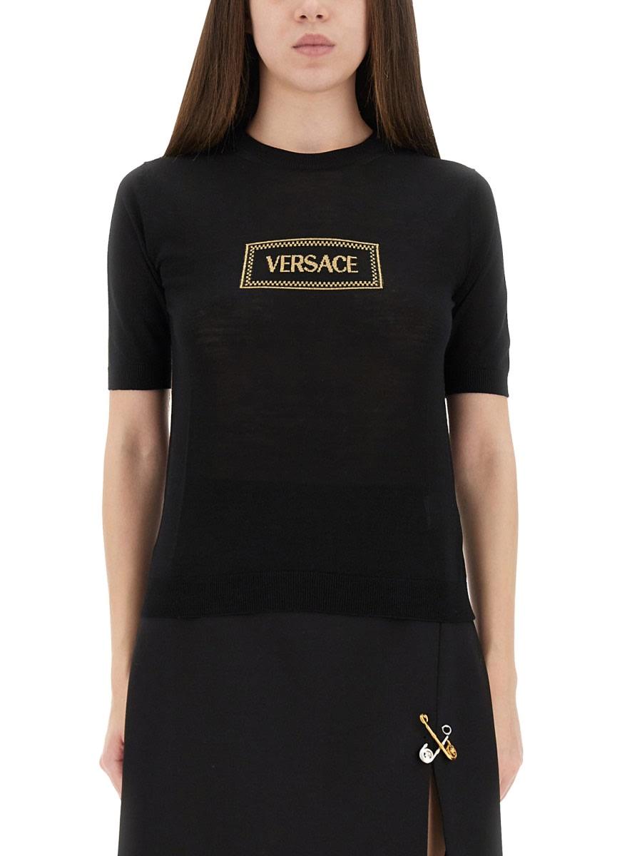 versace logo knit t-shirt