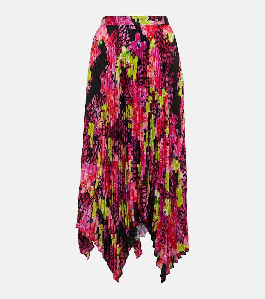 versace logo orchid pleated midi skirt