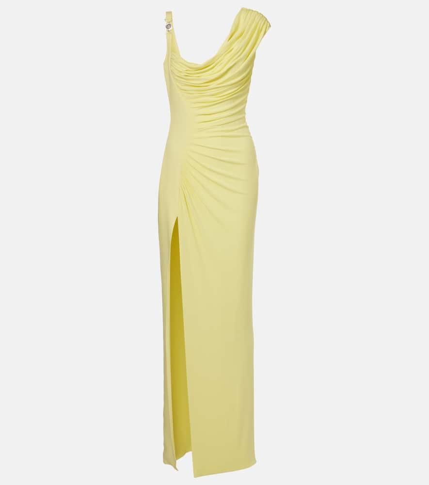 versace medusa '95 draped crêpe jersey maxi dress