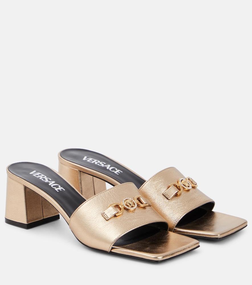 versace medusa '95 metallic leather mules