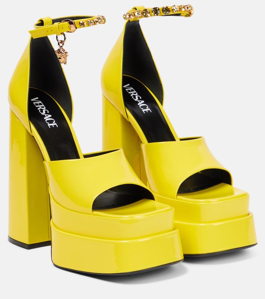 versace medusa aevitas patent leather platform sandals