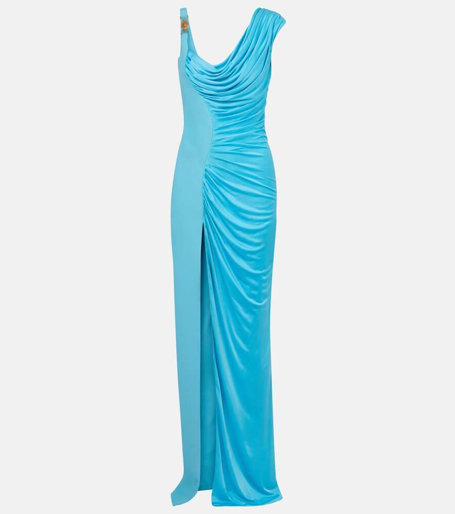 versace medusa draped gown