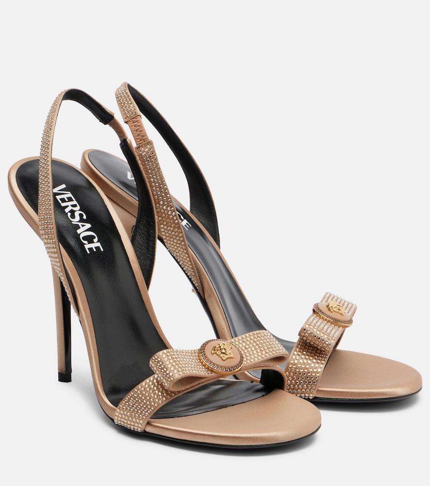 versace medusa embellished satin sandals
