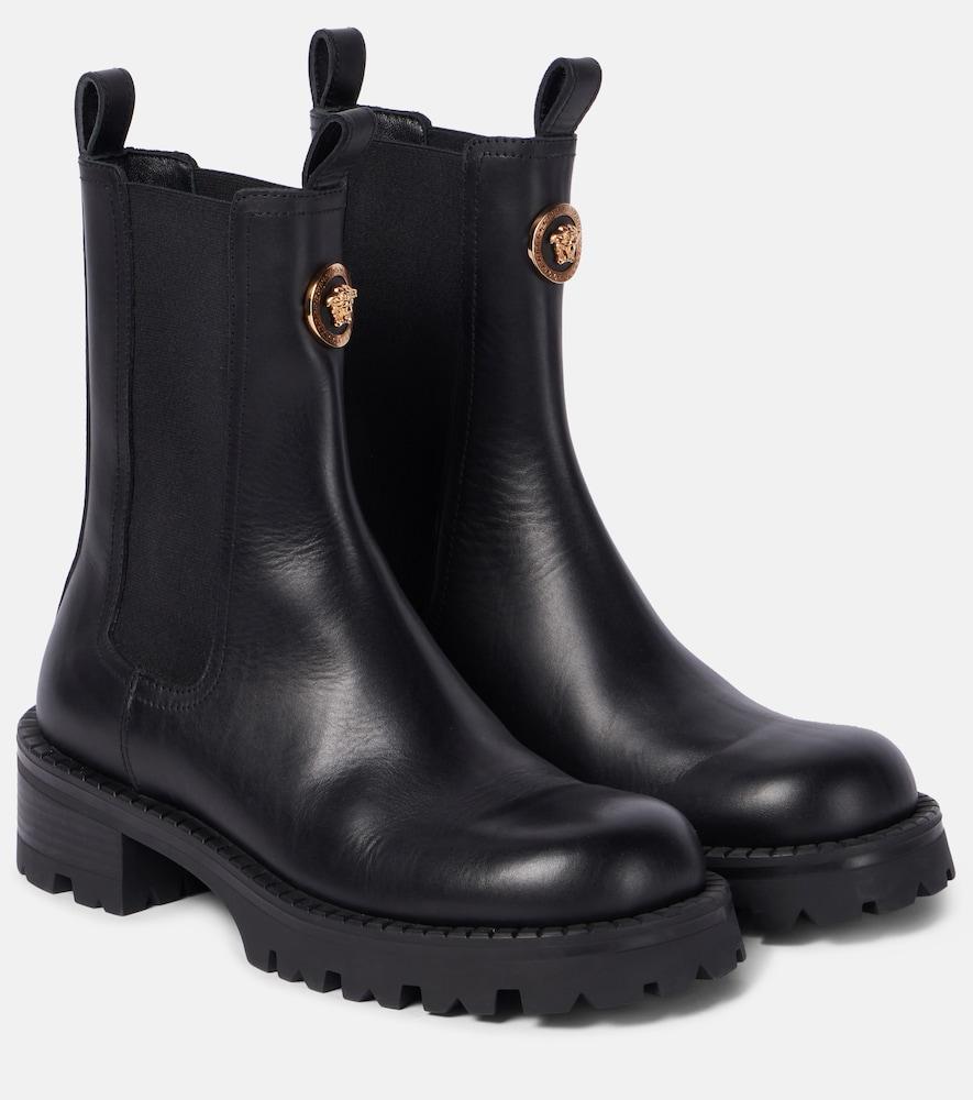 versace medusa leather chelsea boots