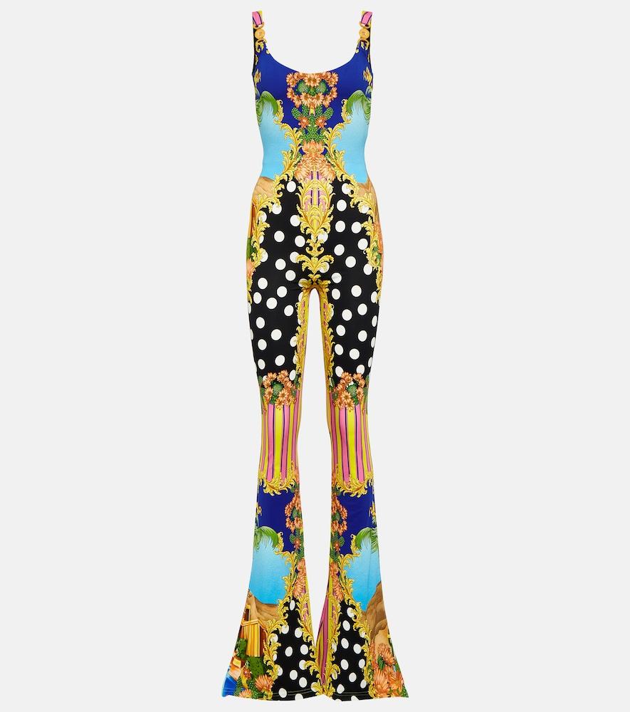versace medusa palm springs flared jumpsuit