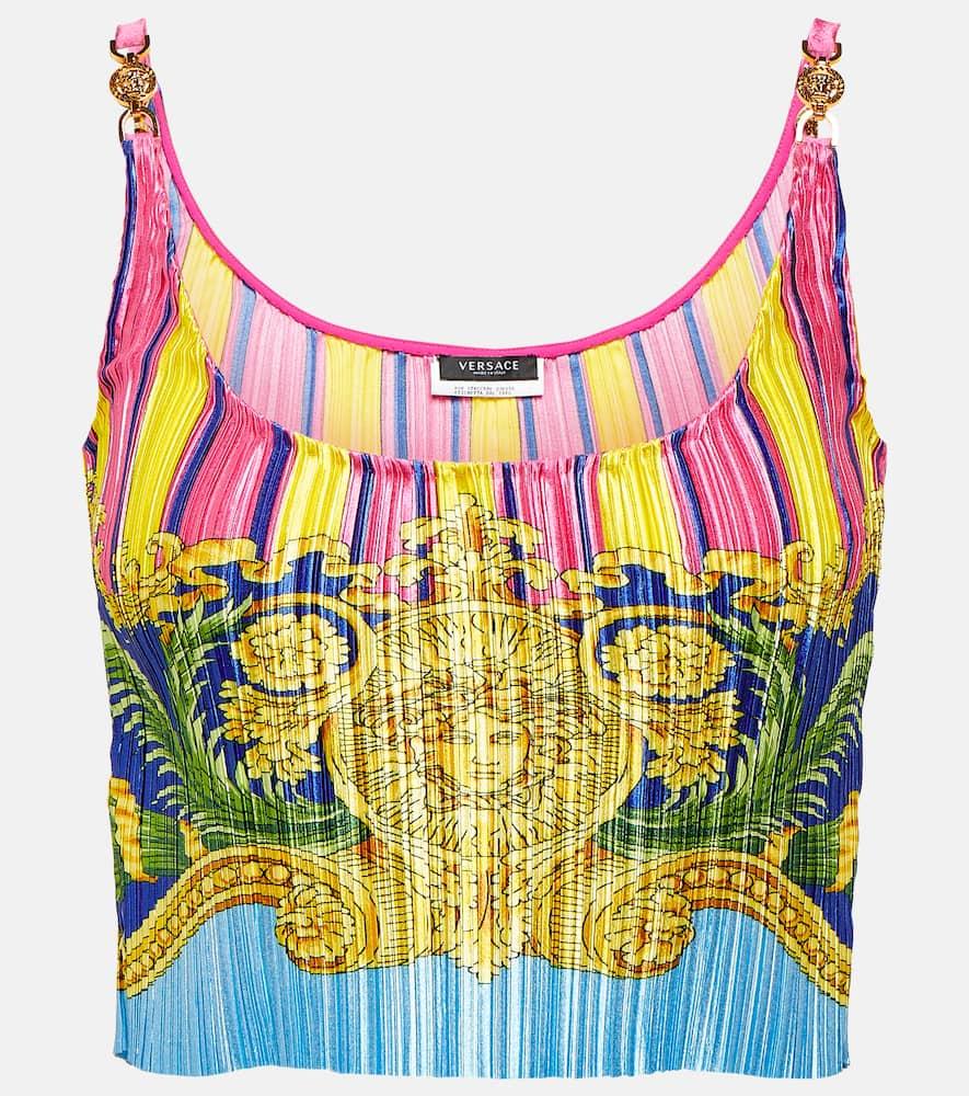 versace medusa palm springs plissé crop top