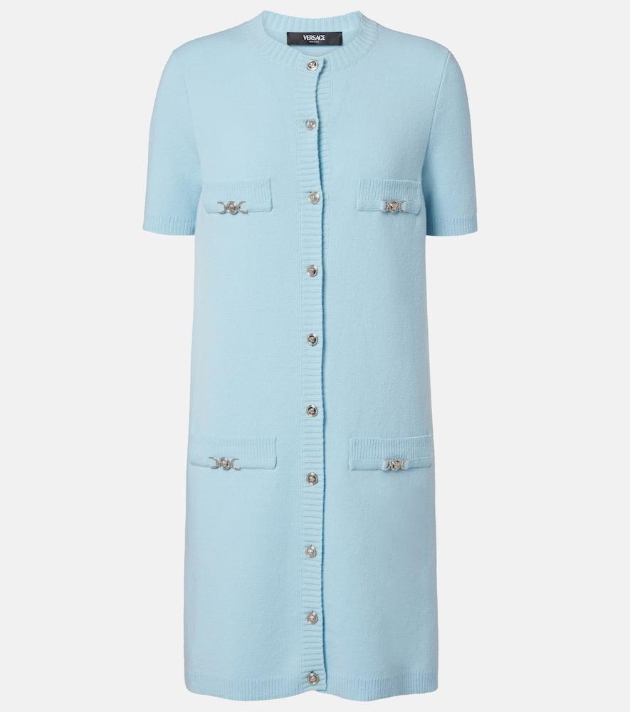versace medusa wool and cashmere shirt dress