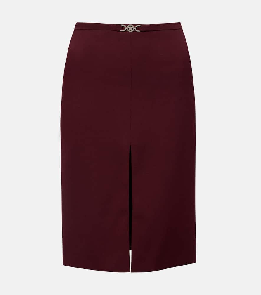 versace medusa wool gabardine pencil skirt