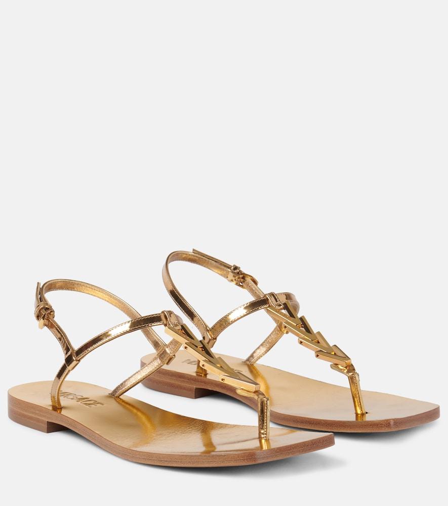 versace metallic leather thong sandals