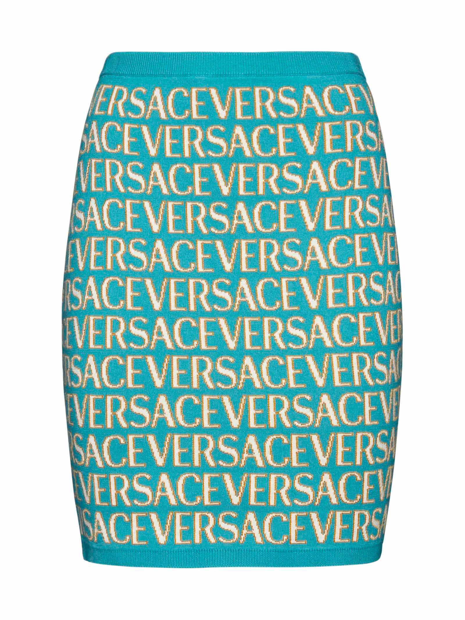 versace monogram knit mini skirt