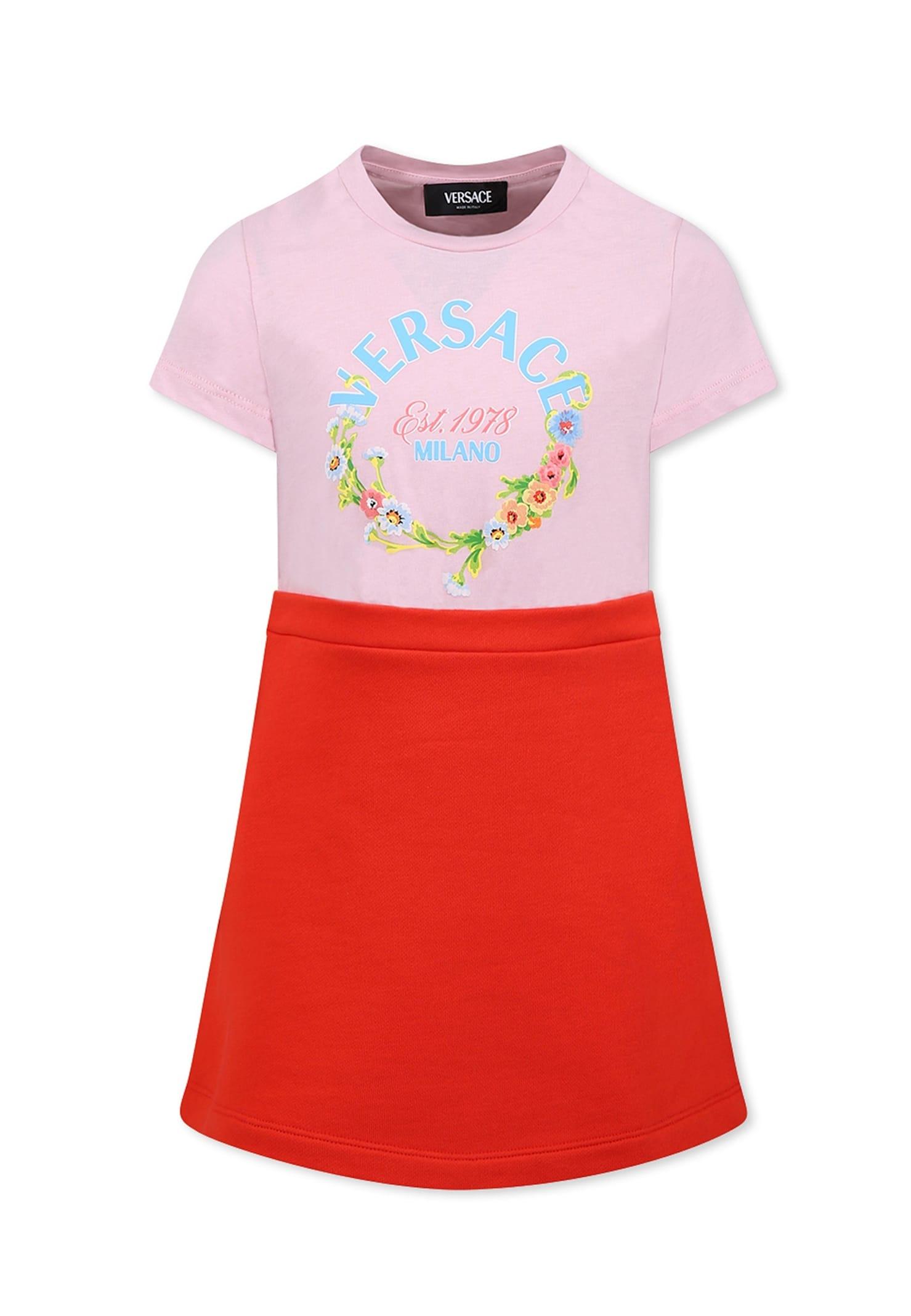 versace multicolor dress for girl with logo