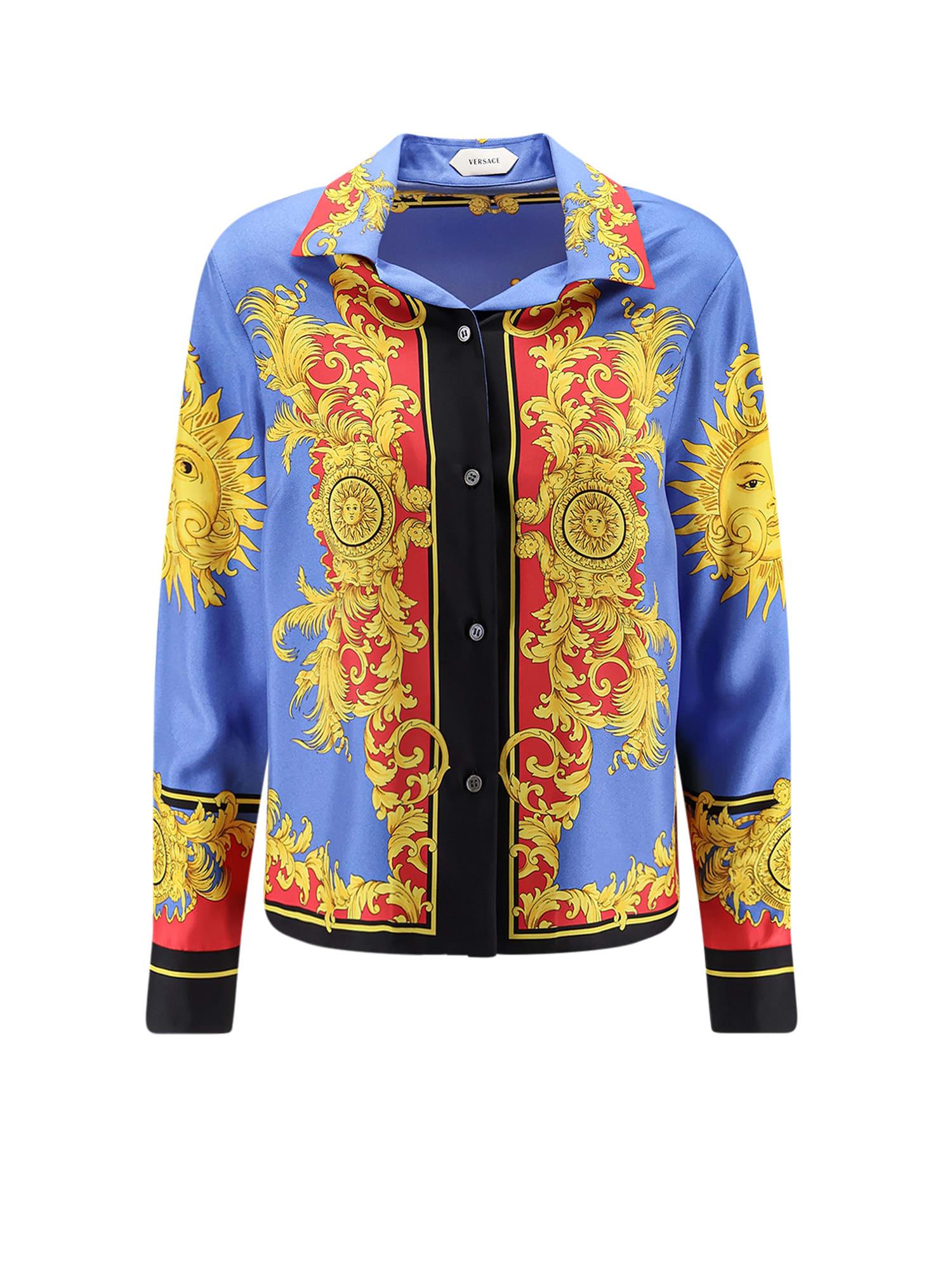 versace multicolor silk shirt