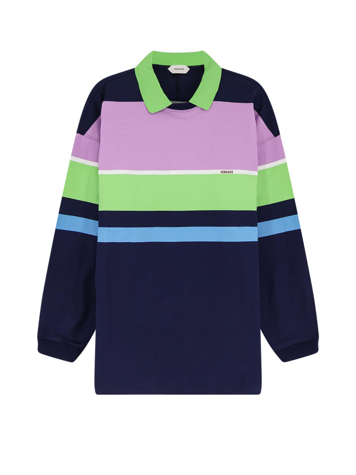versace multicolor stripes cotton sweatshirt