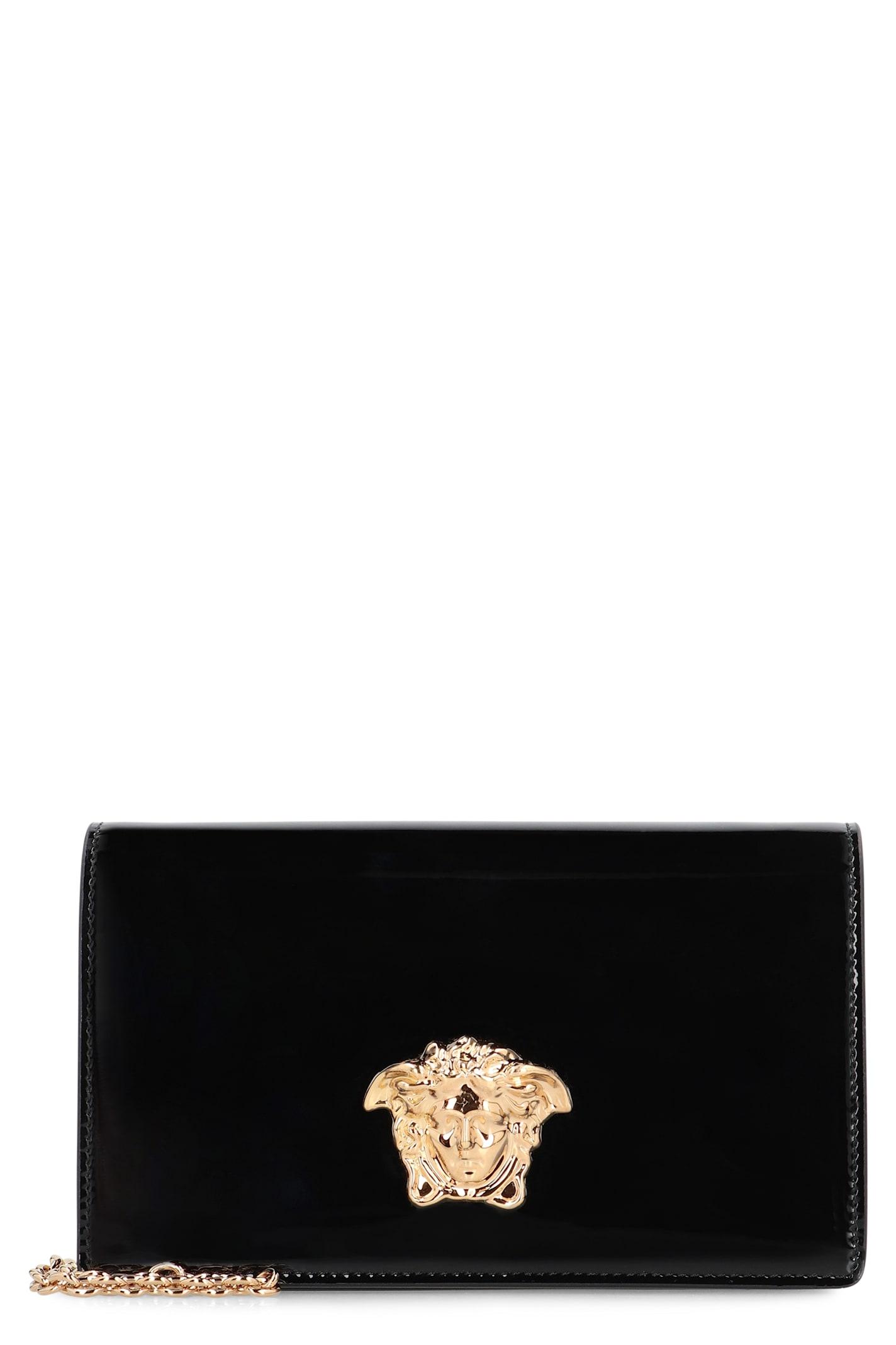 versace patent leather wallet on chain