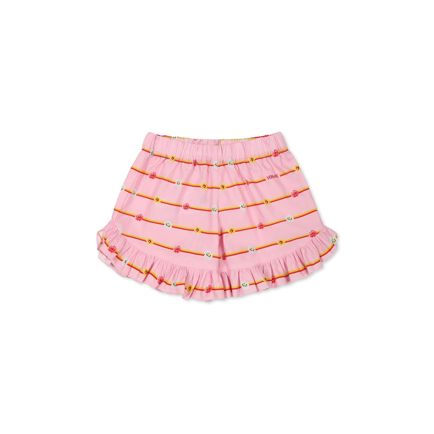 versace pink shorts for girl with logo