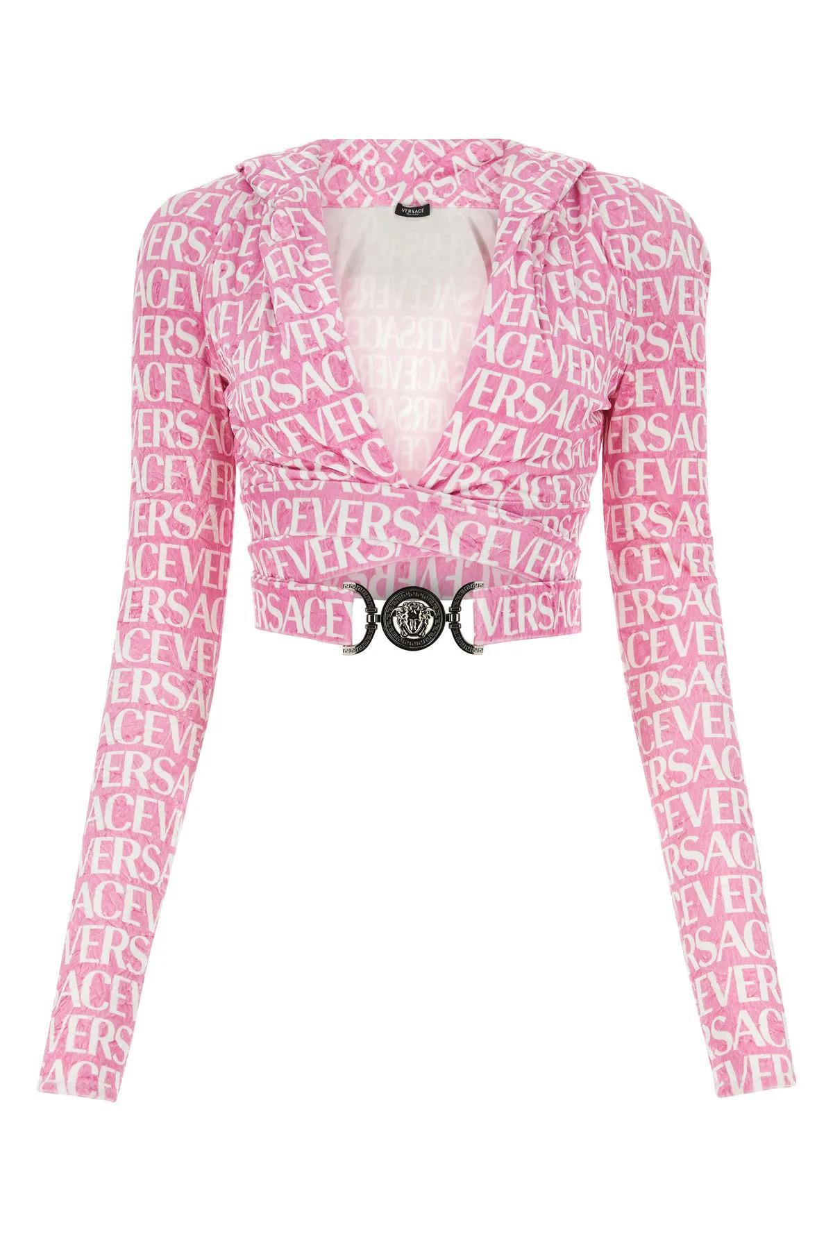 versace printed chenille top
