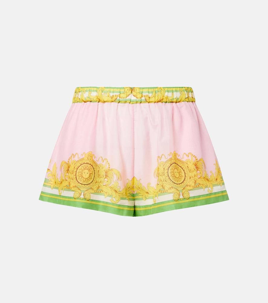 versace printed cotton and silk voile shorts