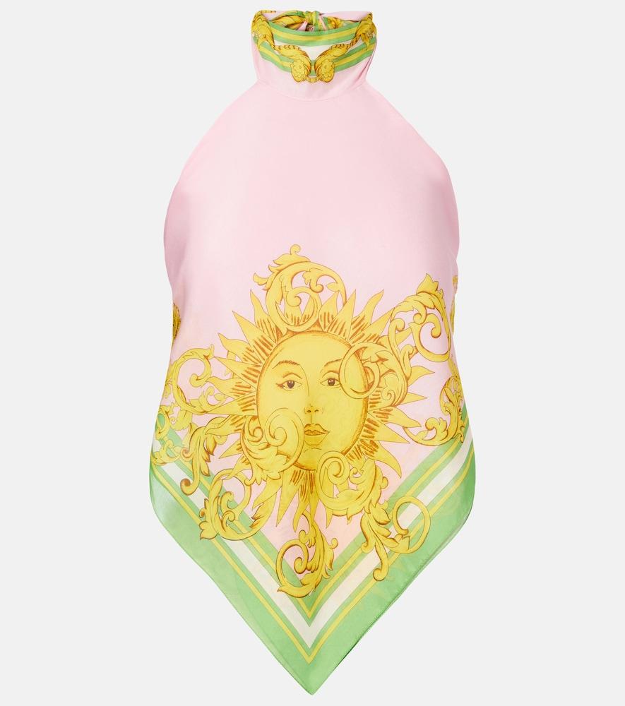 versace printed cotton and silk voile top