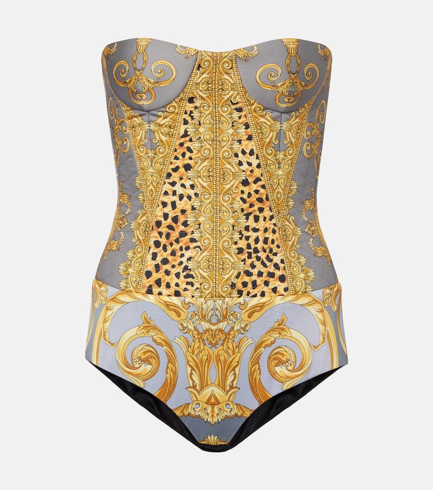 versace printed cotton corset bodysuit