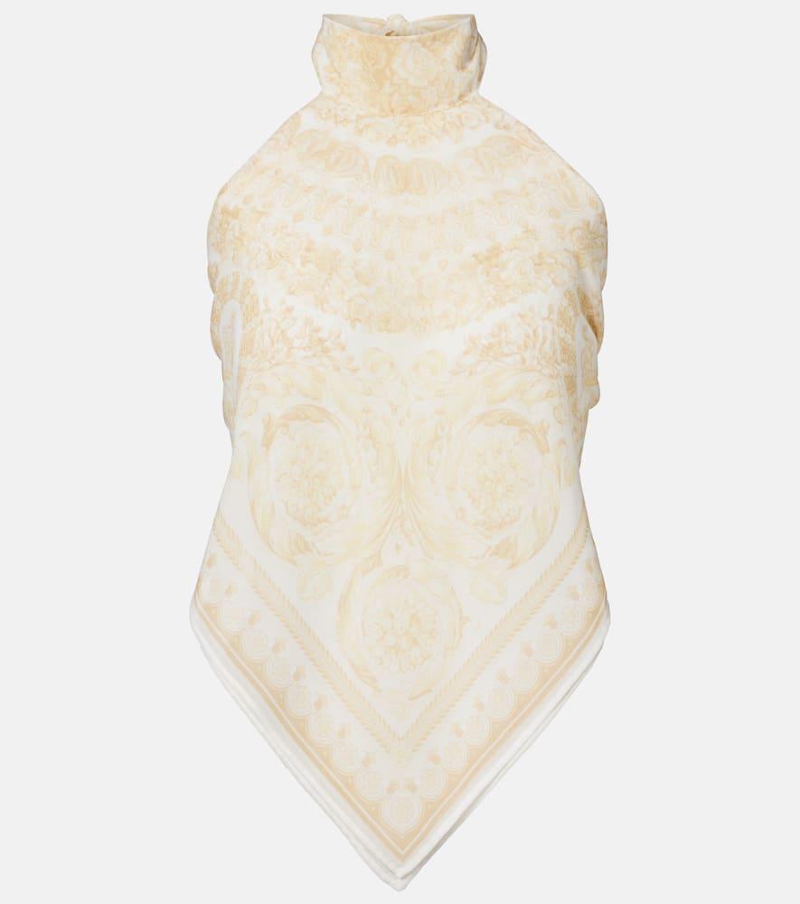 versace printed halterneck georgette top