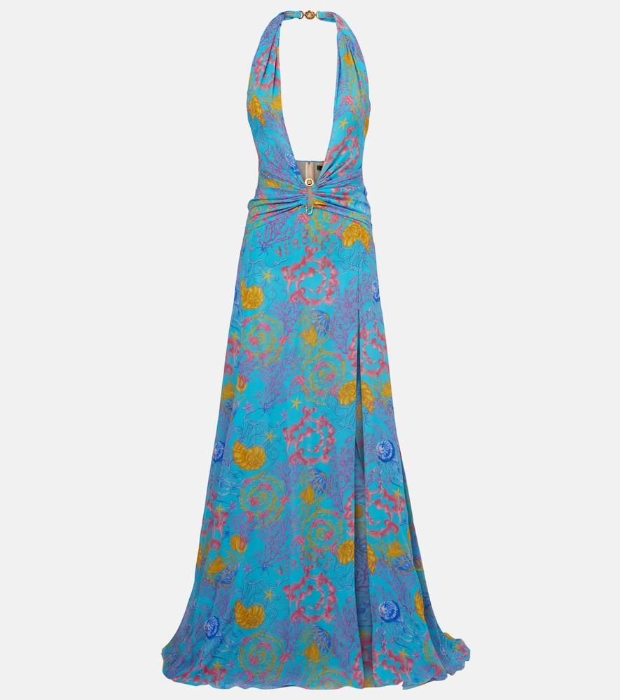versace printed halterneck gown