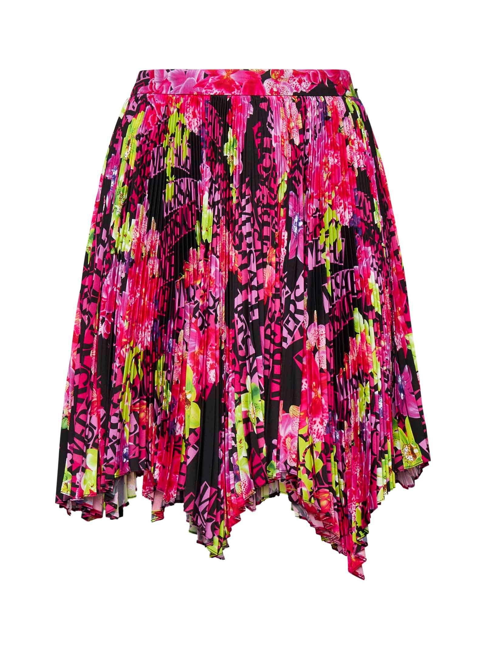 versace printed pleated skirt