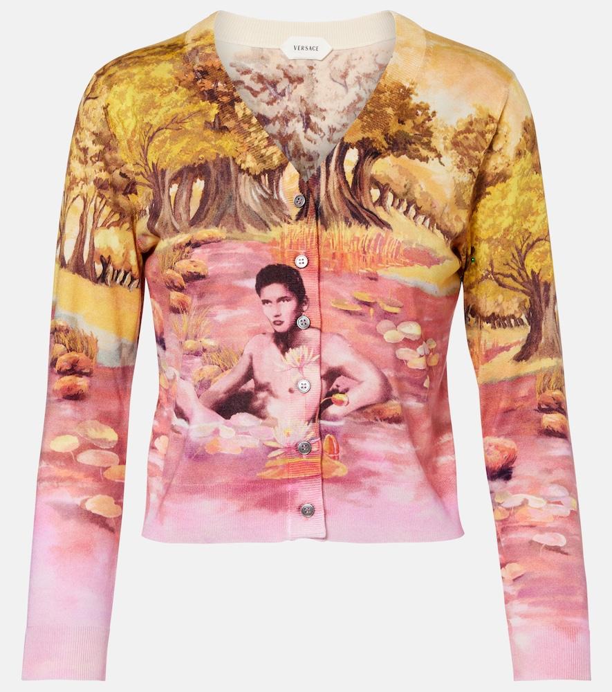 versace printed silk cardigan