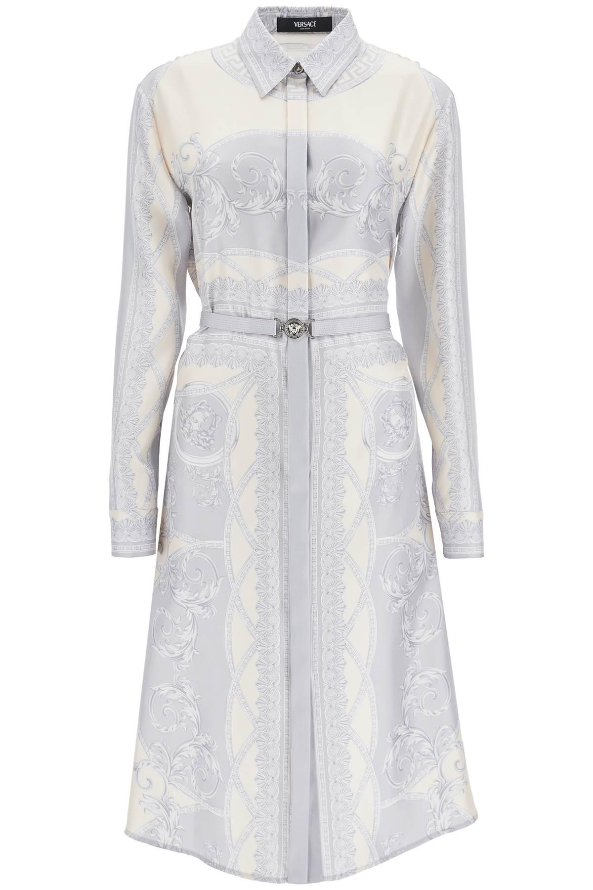 versace printed silk shirt dress